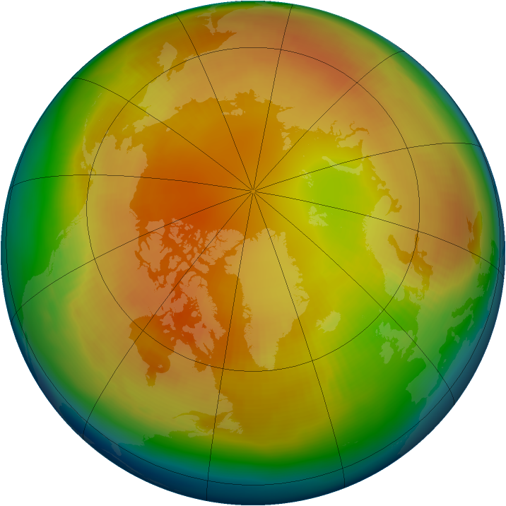 Arctic ozone map for February 1985
